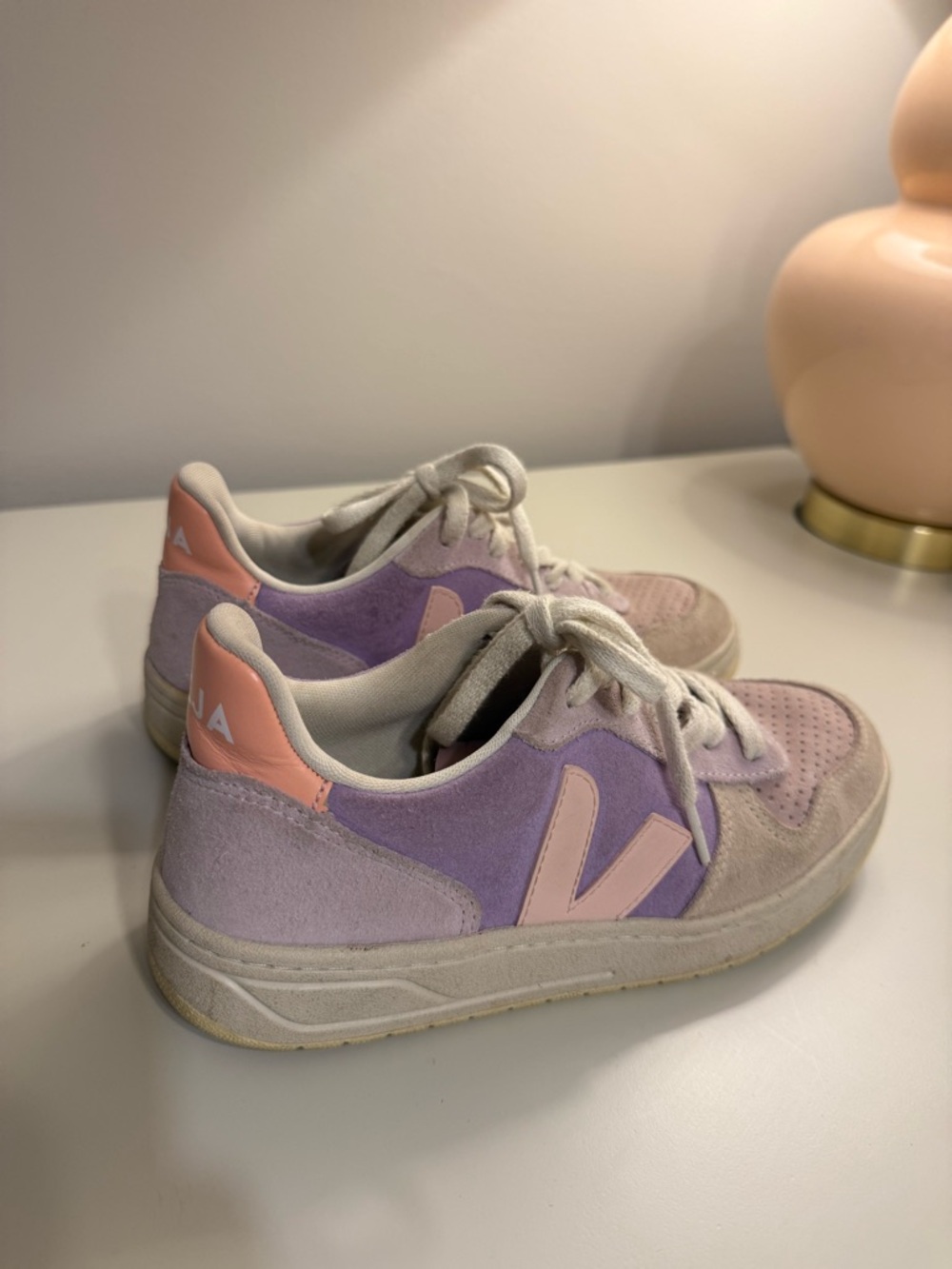 Veja Pastel Lavender and Pink Low-Top Sneakers